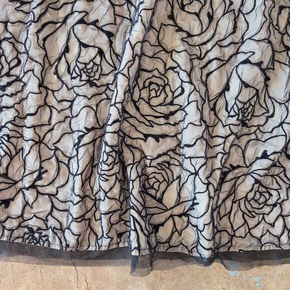 Vintage 90s Y2K Floral Mesh Midi Skirt Size S P Black Roses Whimsygoth Gothic - Picture 3 of 7